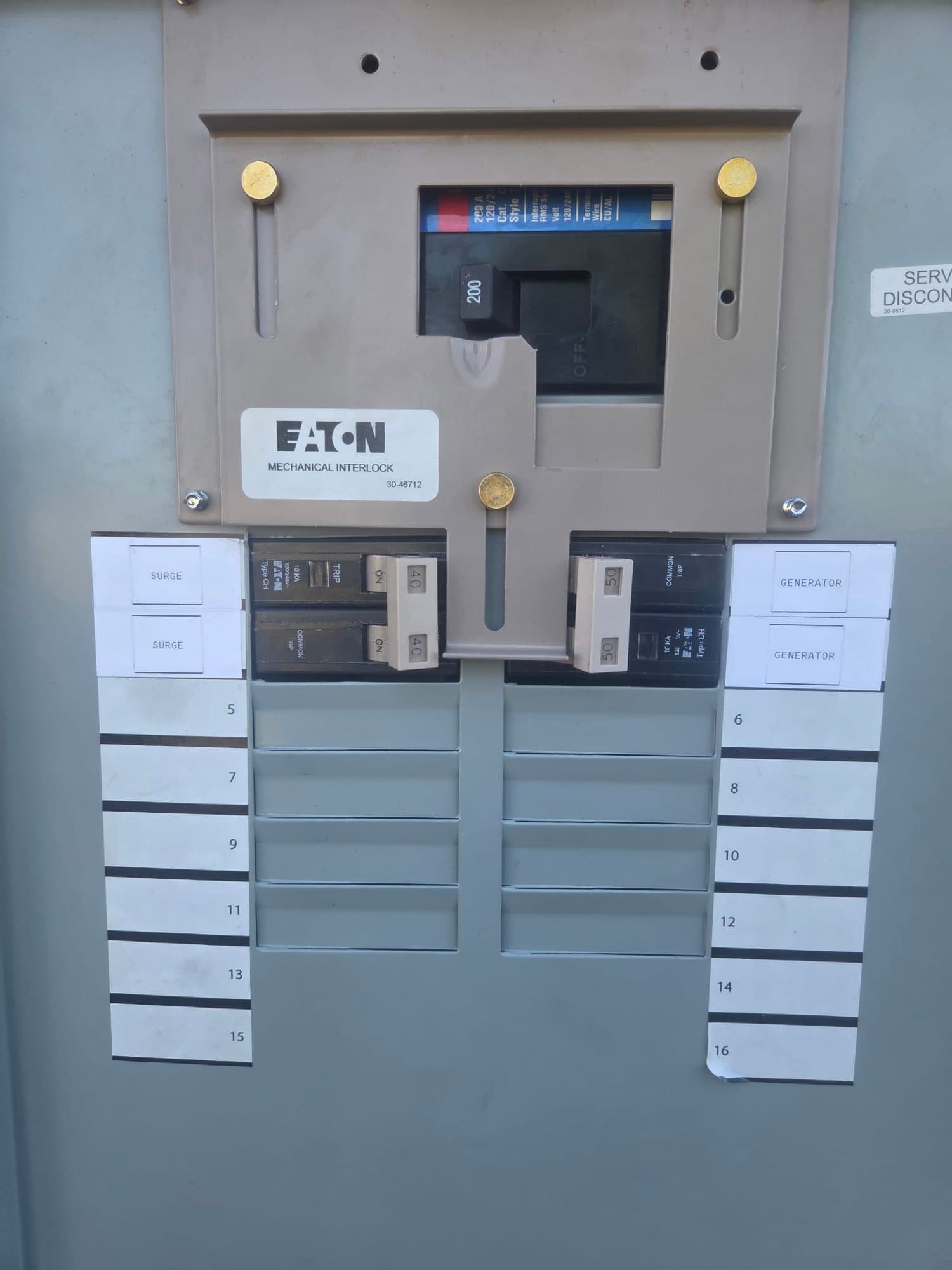 Gallery photos for Generator Interlock Kit and Surge Protection Install in Hampstead: Image #1