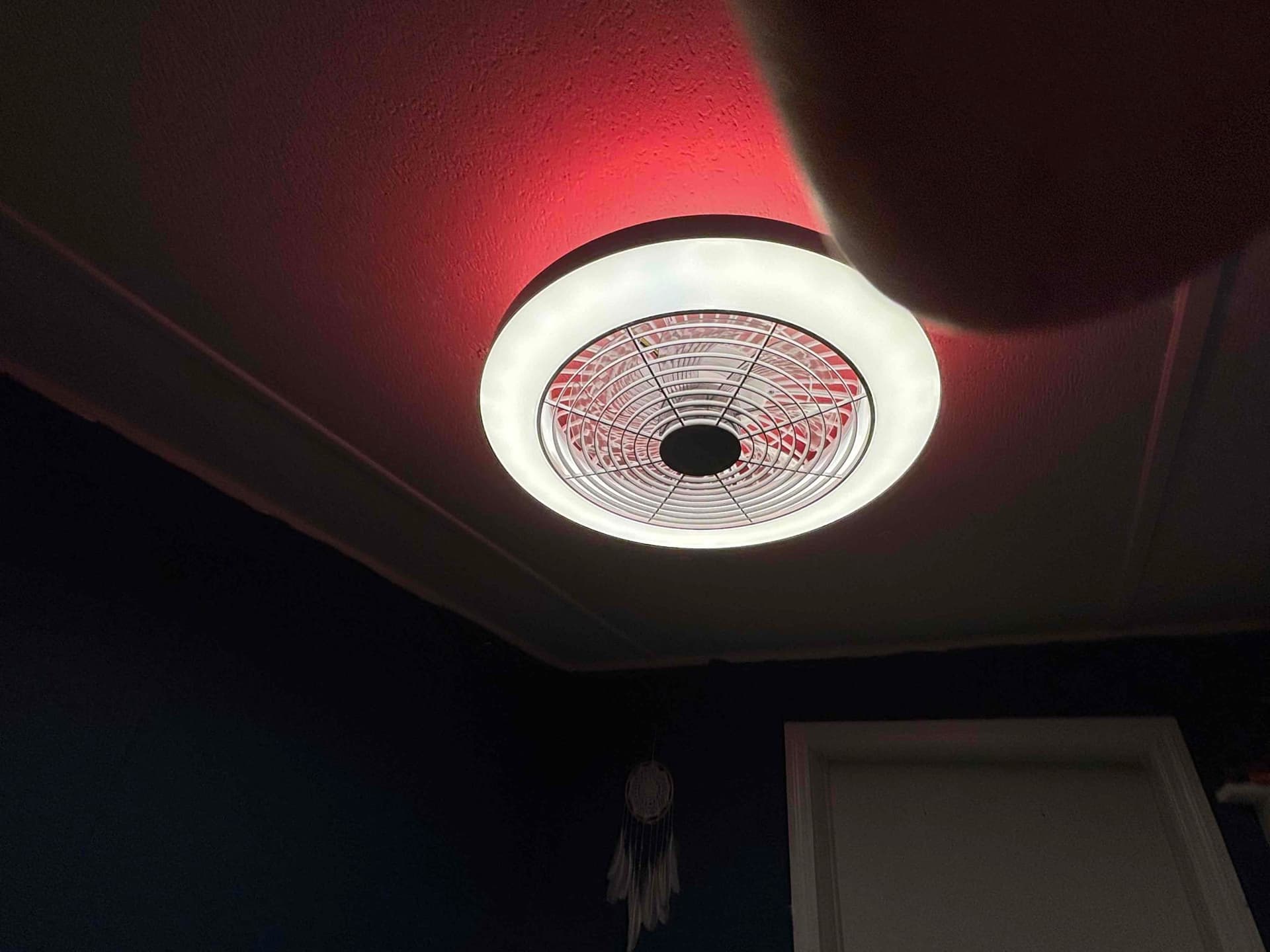 Gallery photos for Flush-Mount Ceiling Fan with Color-Changing LED Installed in Kid's Bedroom: Image #1
